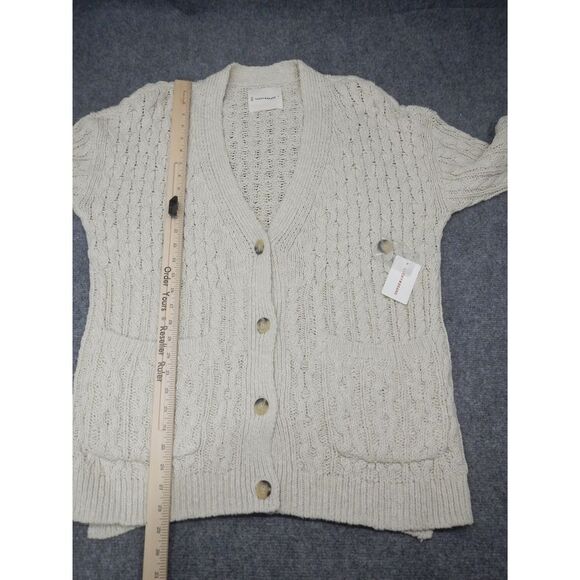 Lucky Brand Cable Knit Cardigan Women's Medium Cream Button-Up Sweater Heavy NWT - Picture 13 of 16